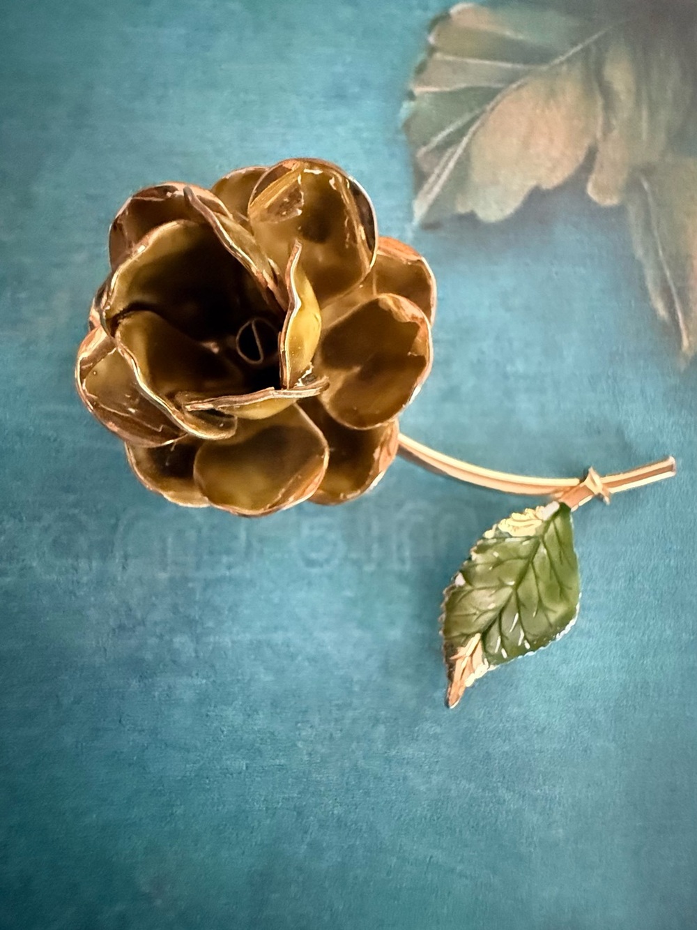 Handcrafted Green Enamel Flower Brooch.
